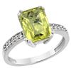 Image 1 : 3.70 CTW Lemon Quartz & Diamond Ring 14K White Gold - REF-38F9N