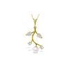 Image 1 : Genuine 2.45 ctw Opal, Aquamarine & Pearl Necklace 14KT Yellow Gold - REF-30A2K
