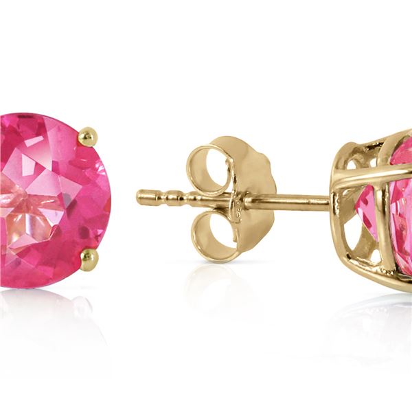 Genuine 3.1 ctw Pink Topaz Earrings 14KT Yellow Gold - REF-25W3Y