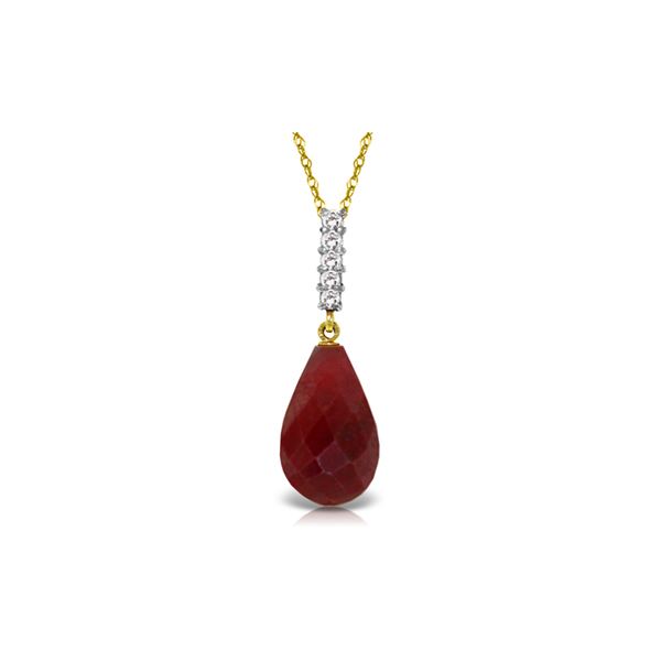 Genuine 8.88 ctw Ruby & Diamond Necklace 14KT Yellow Gold - REF-35H4X