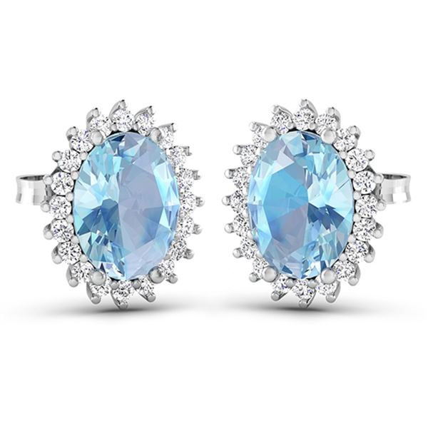 Natural 2.36 CTW Aquamarine & Diamond Earrings 14K White Gold - REF-43N3R