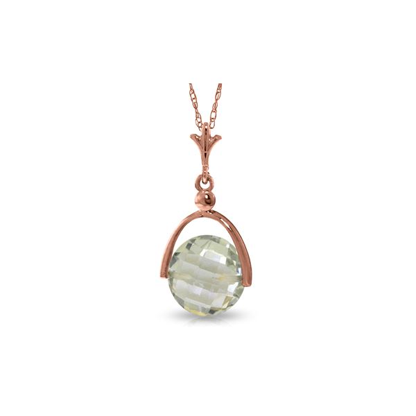 Genuine 3.25 ctw Green Amethyst Necklace 14KT Rose Gold - REF-22R3P