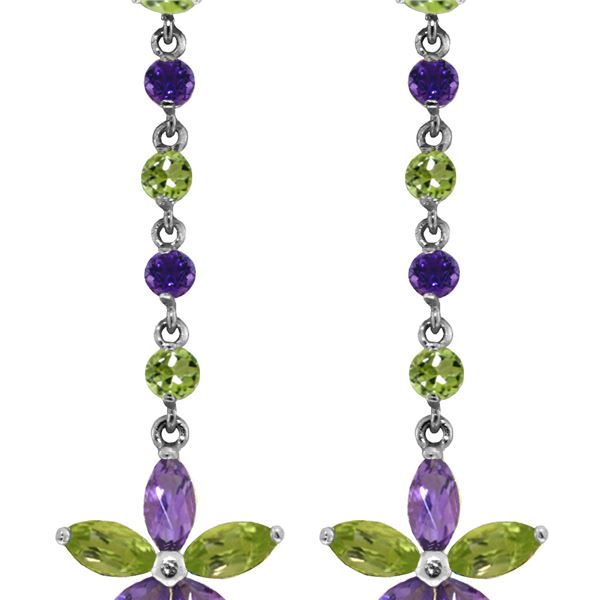 Genuine 4.8 ctw Peridot & Amethyst Earrings 14KT White Gold - REF-56F8Z