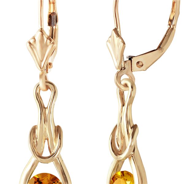 Genuine 1.30 ctw Citrine Earrings 14KT Yellow Gold - REF-49V3W