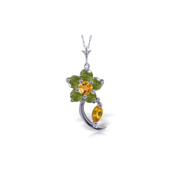 Genuine 0.87 ctw Citrine & Peridot Necklace 14KT White Gold - REF-25K4V