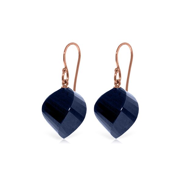 Genuine 30.5 ctw Sapphire Earrings 14KT Rose Gold - REF-39V3W