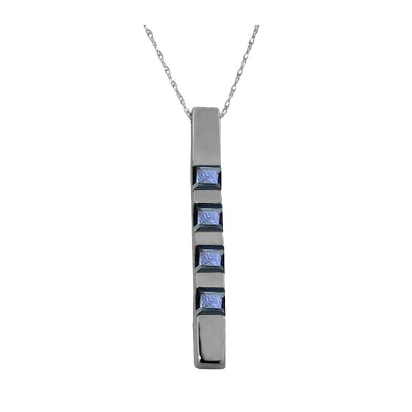 Genuine 0.35 ctw Sapphire Necklace 14KT White Gold - REF-27P5H