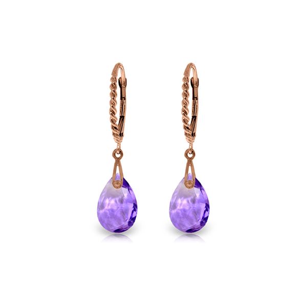 Genuine 6 ctw Amethyst Earrings 14KT Rose Gold - REF-30W6Y