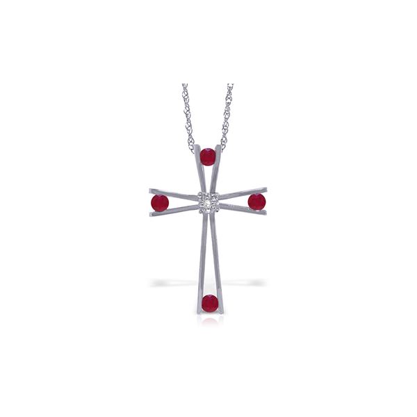 Genuine 0.53 ctw Ruby & Diamond Necklace 14KT White Gold - REF-79F4Z