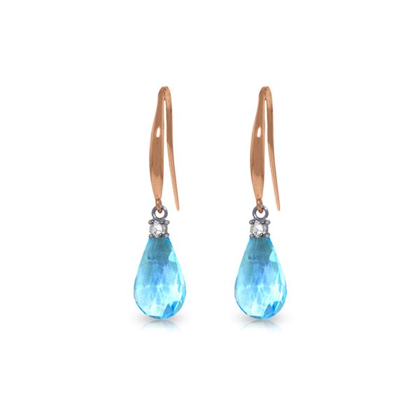 Genuine 4.6 ctw Blue Topaz & Diamond Earrings 14KT Rose Gold - REF-28H8X