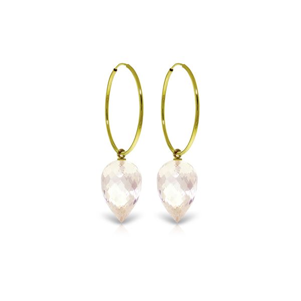 Genuine 24.5 ctw White Topaz Earrings 14KT Yellow Gold - REF-50Z6N
