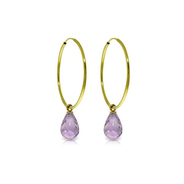 Genuine 4.5 ctw Amethyst Earrings 14KT Yellow Gold - REF-26V2W