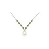 Image 1 : Genuine 5 ctw Pearl & Peridot Necklace 14KT White Gold - REF-25W4Y