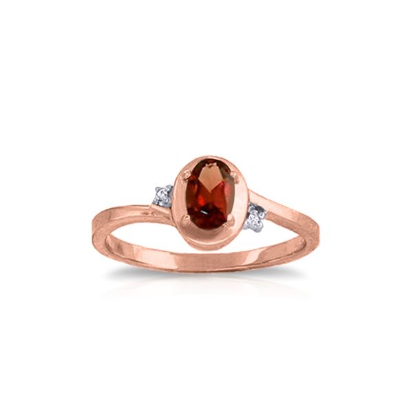 Genuine 0.51 ctw Garnet & Diamond Ring 14KT Rose Gold - REF-25H4X