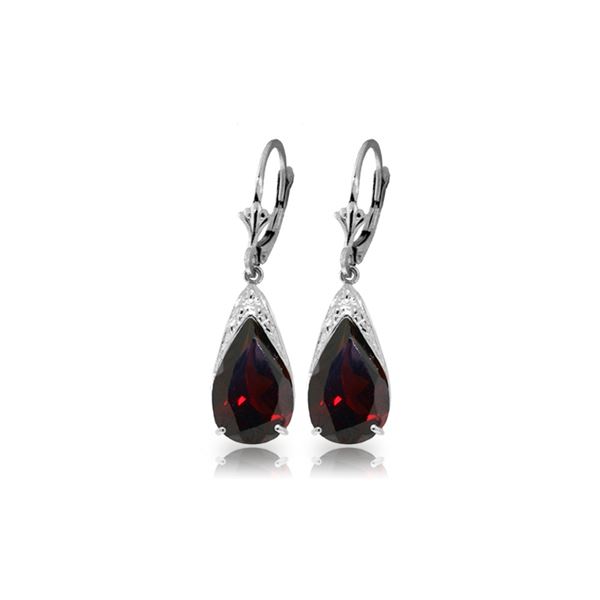 Genuine 10 ctw Garnet Earrings 14KT White Gold - REF-62K9V