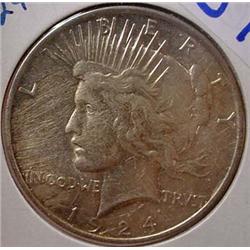 1924-P PEACE SILVER DOLLAR - AU