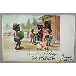 1903 BLACK AMERICANA POSTCARD - WATERMELON DAYS