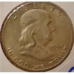 1953-D FRANKLIN HALF DOLLAR - AU++