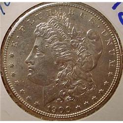 1900-P MORGAN SILVER DOLLAR - UNC.