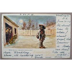 1903 BLACK AMERICANA POSTCARD - I WANTS CHICKUNS