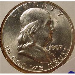 1957-P FRANKLIN HALF DOLLAR - CH BU