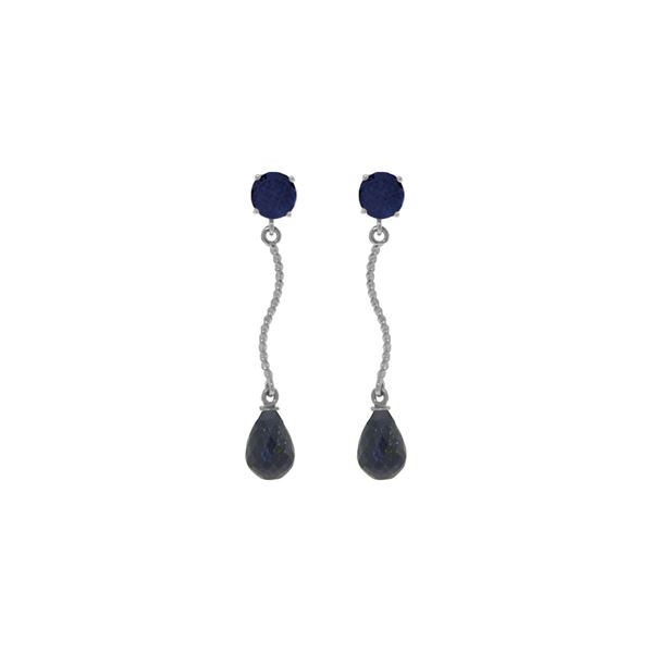 Genuine 7.9 ctw Sapphire Earrings 14KT White Gold - REF-28A9K
