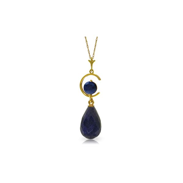 Genuine 9.3 ctw Sapphire Necklace 14KT Yellow Gold - REF-26A9K