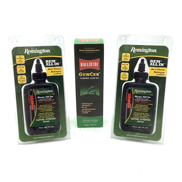 Ballistol Gun Cer Spray 200 mL and Remington RemAllIn Bore Cleaner X 2