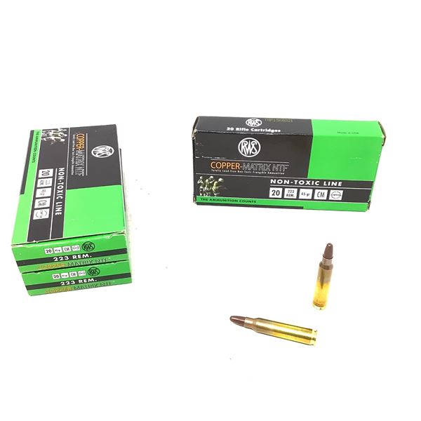 RWS Copper Matrix NTF Frangible 223 Rem Non Toxic Ammunition, 60 Rounds