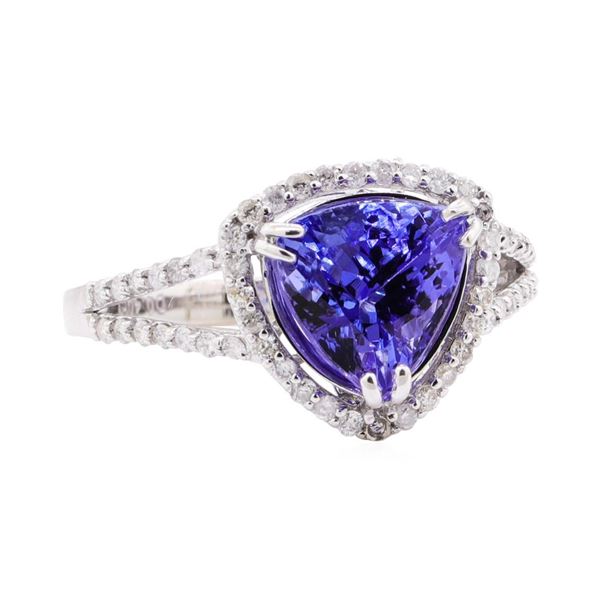 3.03 ctw Tanzanite and Diamond Ring - 14KT White Gold