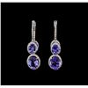 Image 1 : 14KT White Gold 8.10 ctw Tanzanite and Diamond Earrings