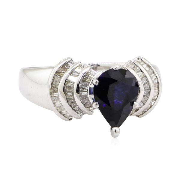 2.40 ctw Sapphire and Diamond Ring - 18KT White Gold