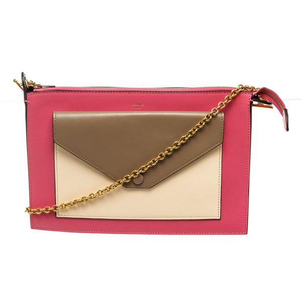 Celine Multicolor Leather Pocket Clutch Bag