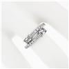 Image 3 : New 14k White Gold Emerald Cut & Round Diamond Moi et Toi Bypass Stack Band Ring