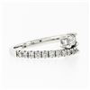 Image 5 : New 14k White Gold Emerald Cut & Round Diamond Moi et Toi Bypass Stack Band Ring