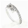 Image 9 : New 14k White Gold Emerald Cut & Round Diamond Moi et Toi Bypass Stack Band Ring