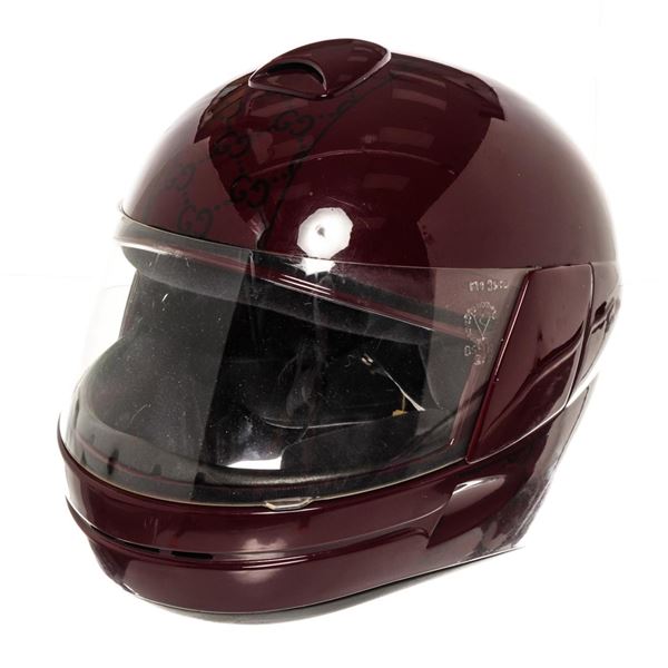 Gucci Vintage Burgundy GG Supreme Print PVC Motorcycle Full-face XL Helmet