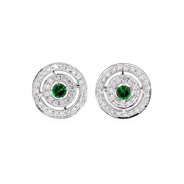 1.73 ctw Round Brilliant Tsavorite Garnets And Round Brilliant Cut Diamond Earri