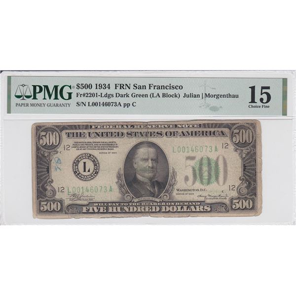 1934 $500 Federal Reserve Note San Francisco