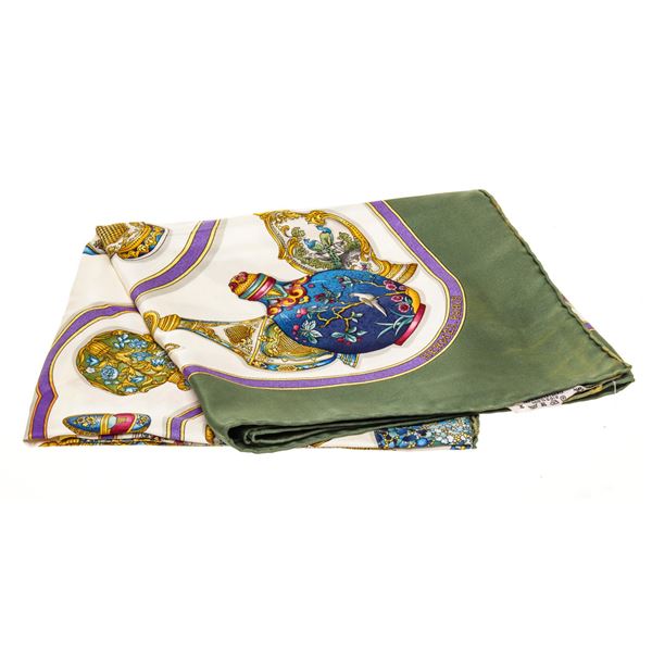 Hermes Green Silk Scarf