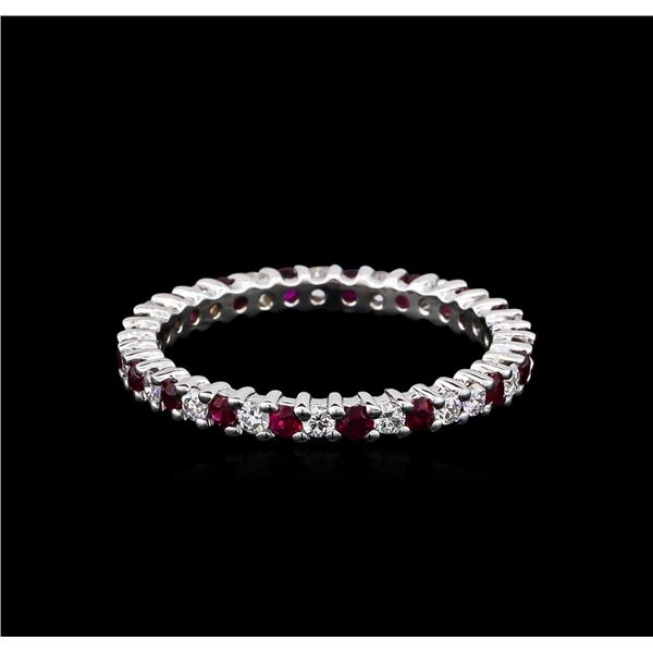 0.90 ctw Ruby and Diamond  Ring - 14KT White Gold