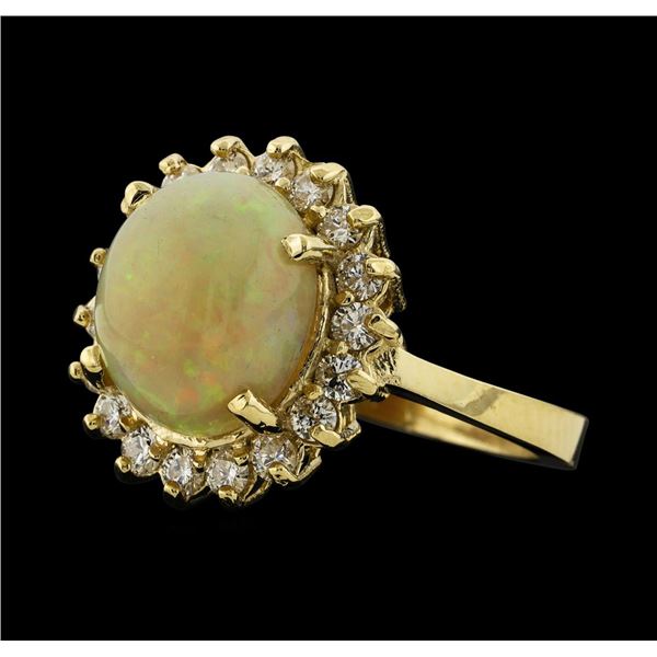 2.82 ctw Opal and Diamond Ring - 14KT Yellow Gold