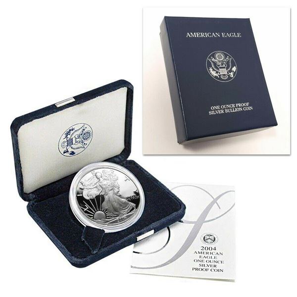 2004-W $1 American Silver Eagle Dollar Proof Coin w/Case & COA