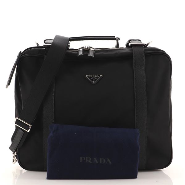 Prada Convertible Buckle Suitcase Tessuto and Saffiano Leather