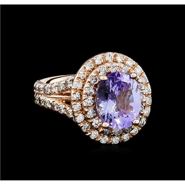 3.94 ctw Tanzanite and Diamond Ring - 14KT Rose Gold