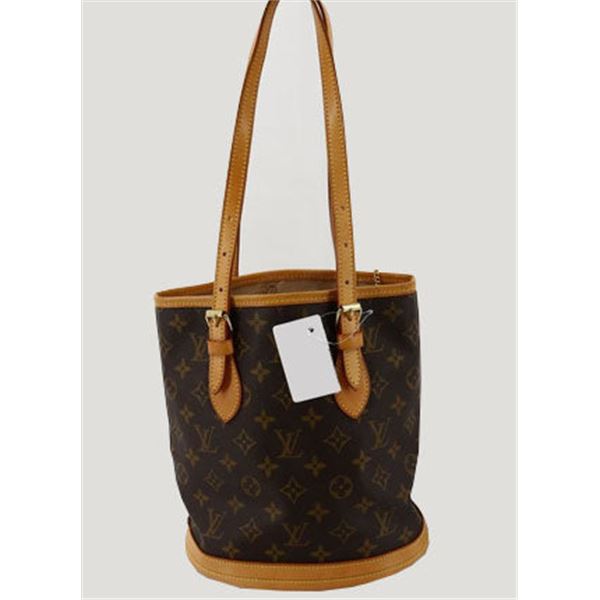 Louis Vuitton Brown Monogram Canvas Leather Petit Bucket PM Bag