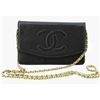 Image 1 : Chanel Black Caviar Leather Timeless CC Logo Wallet on Chain