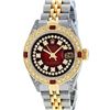 Image 2 : Rolex Ladies 2 Tone Red Vignette String Diamond Lugs & Ruby Datejust Wriswatch