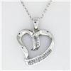 Image 2 : 10k White Gold 0.25 ctw Dual Channel Princess Cut Diamond Open Heart Pendant Nec