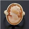 Image 2 : Vintage ESEMCO Grooved 14k Yellow Gold Frame Shank Large Carved Shell Cameo Ring